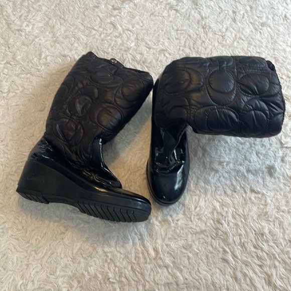 Coach Black Cantina Wedge Winter Boots 10B - Picture 1 of 8